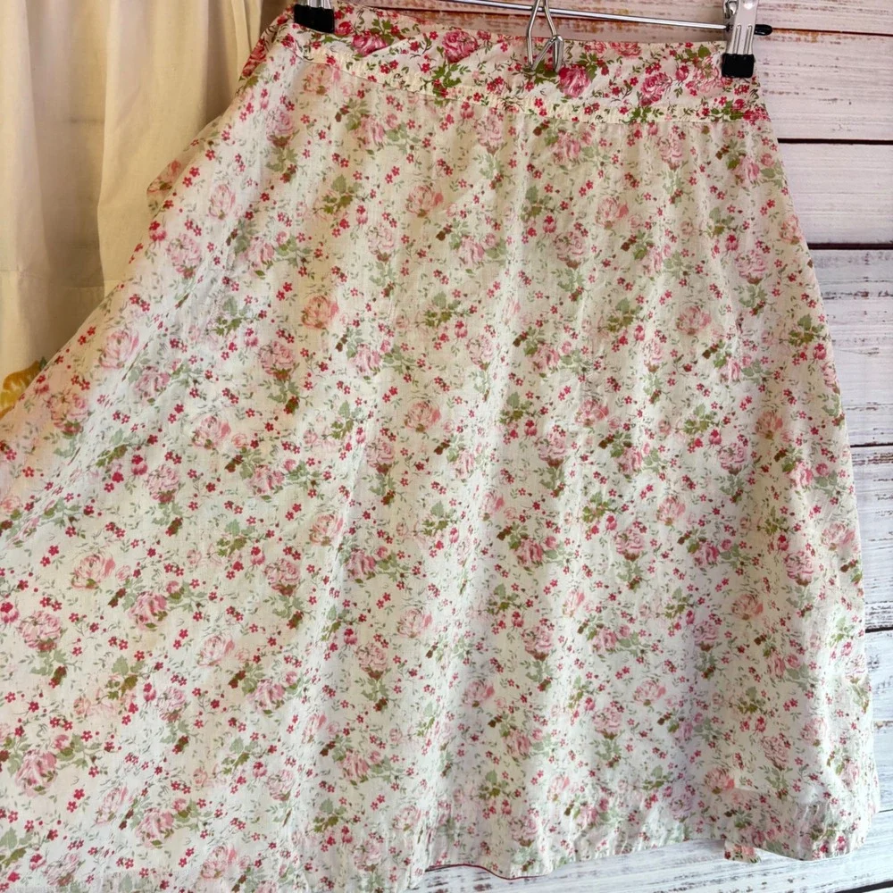 Vintage Floral Half Apron Set White Pink Cotton Cottagecore GrandmaCore